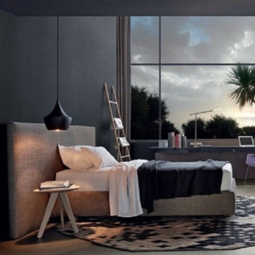 Łóżko tapicerowane ASYMETRIA | Rozmiar 140x200 | Wizualizacja