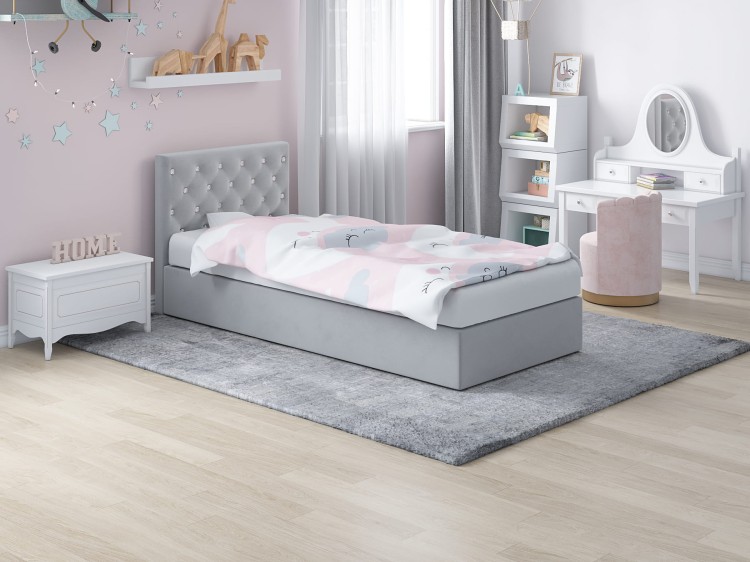 Łóżko tapicerowane MINI CARO | Rozmiar 90x200 | Wizualizacja HD