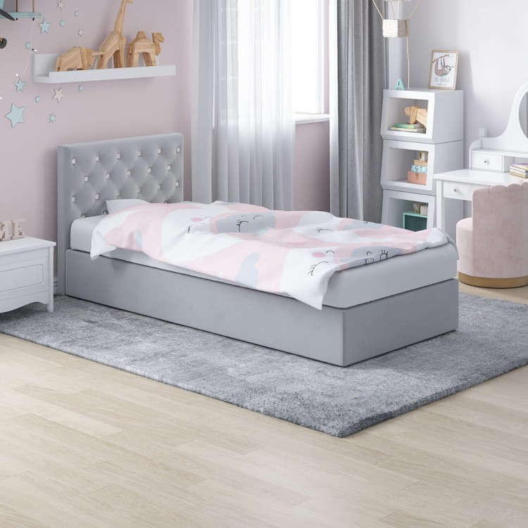 Łóżko tapicerowane MINI CARO | Rozmiar 110x200 | Wizualizacja